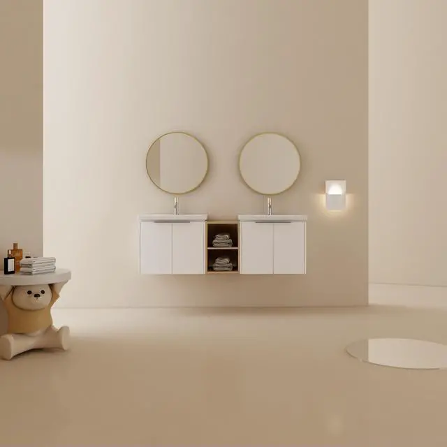 Main image of 60 Inch Soft Close Doors Bathroom Vanity With Sink, and A Small Storage Shelves,BVC07460WHLTK