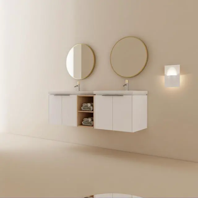 Alt view image 3 of 7 - 60 Inch Soft Close Doors Bathroom Vanity With Sink, and A Small Storage Shelves,BVC07460WHLTK
