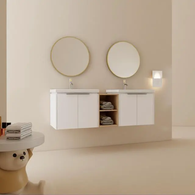Alt view image 5 of 7 - 60 Inch Soft Close Doors Bathroom Vanity With Sink, and A Small Storage Shelves,BVC07460WHLTK