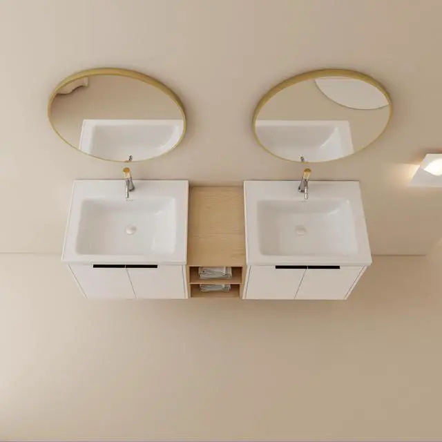 Alt view image 4 of 7 - 60 Inch Soft Close Doors Bathroom Vanity With Sink, and A Small Storage Shelves,BVC07460WHLTK