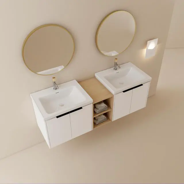 Alt view image 6 of 7 - 60 Inch Soft Close Doors Bathroom Vanity With Sink, and A Small Storage Shelves,BVC07460WHLTK