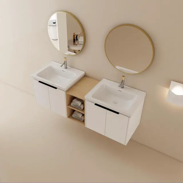 Alt view image 7 of 7 - 60 Inch Soft Close Doors Bathroom Vanity With Sink, and A Small Storage Shelves,BVC07460WHLTK