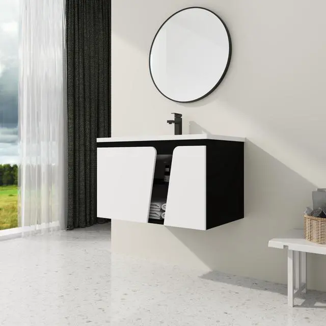 Alt view image 6 of 7 - 32' Floating Wall-Mounted Bathroom Vanity With Single Sink,& Soft-Close Cabinet Door