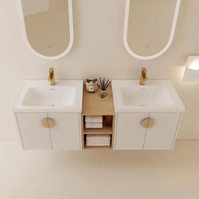 Alt view image 3 of 7 - 60 Inch Soft Close Doors Bathroom Vanity With Sink, and A Small Storage Shelves.BVC06360GWH