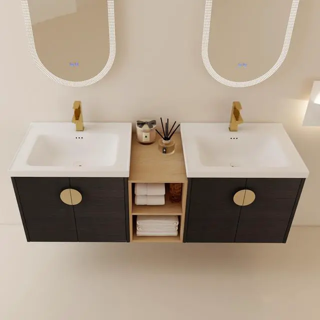 Alt view image 4 of 7 - 60 Inch Soft Close Doors Bathroom Vanity With Sink, and A Small Storage Shelves.BVC06360BCT