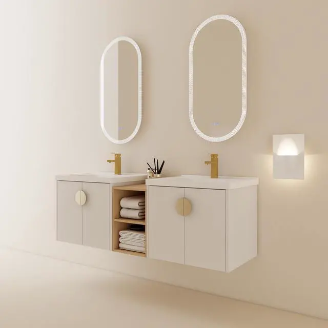 Alt view image 5 of 7 - 60 Inch Soft Close Doors Bathroom Vanity With Sink, and A Small Storage Shelves.BVC06360GWH