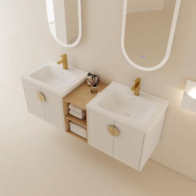 Alt view image 7 of 7 - 60 Inch Soft Close Doors Bathroom Vanity With Sink, and A Small Storage Shelves.BVC06360GWH