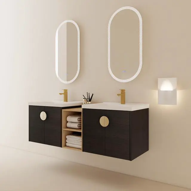 Alt view image 7 of 7 - 60 Inch Soft Close Doors Bathroom Vanity With Sink, and A Small Storage Shelves.BVC06360BCT