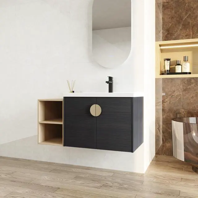 Alt view image 2 of 7 - 40 Inch Soft Close Doors Bathroom Vanity With Sink, and A Small Storage Shelves(BVC06328BCT-BVC07412LTK)
