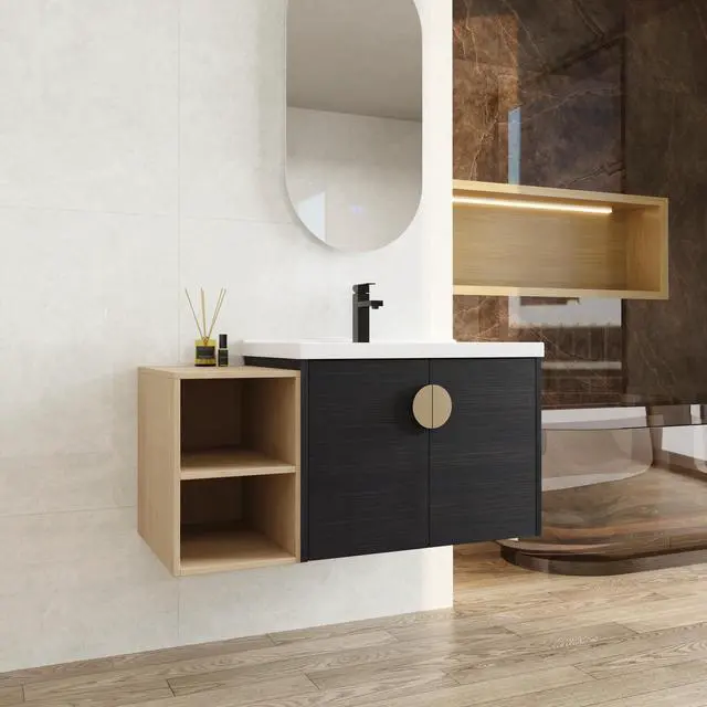 Alt view image 6 of 7 - 40 Inch Soft Close Doors Bathroom Vanity With Sink, and A Small Storage Shelves(BVC06328BCT-BVC07412LTK)