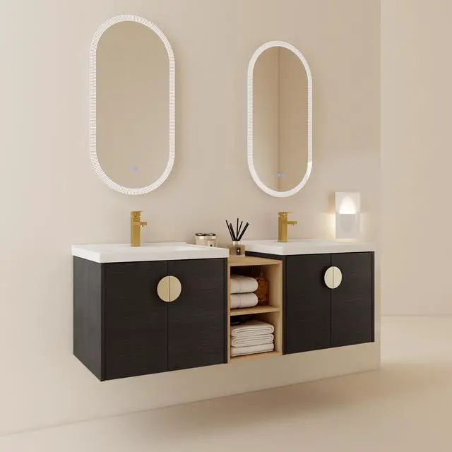 Alt view image 5 of 7 - 60 Inch Soft Close Doors Bathroom Vanity With Sink, and A Small Storage Shelves.BVC06360BCT