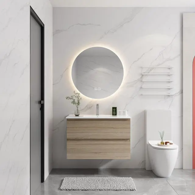 Main image of 36" Wall-Mounted Bathroom Vanity With Ceramic Sink, 2-Soft Close Drawers, KD-Package