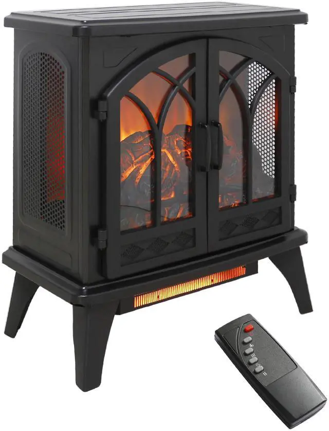 Alt view image 4 of 7 - 24 Inch 3D Flame Electric Infrared Quartz Fireplace Stove With Remote Control
