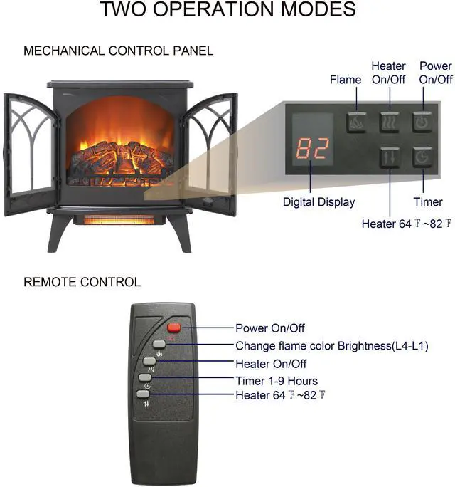 Alt view image 5 of 7 - 24 Inch 3D Flame Electric Infrared Quartz Fireplace Stove With Remote Control