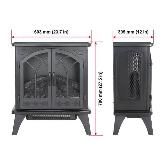 Alt view image 3 of 7 - 24 Inch 3D Flame Electric Infrared Quartz Fireplace Stove With Remote Control
