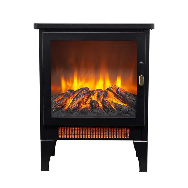 Alt view image 2 of 7 - 18 Inch Freestanding Electric Fireplace Stove Heater With 3D Flame Effect,Black