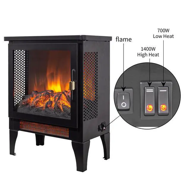 Alt view image 6 of 7 - 18 Inch Freestanding Electric Fireplace Stove Heater With 3D Flame Effect,Black