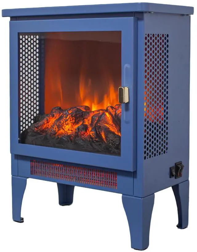 Main image of 18 Inch Freestanding Electric Fireplace Stove Heater With 3D Flame Effect,Classic Blue