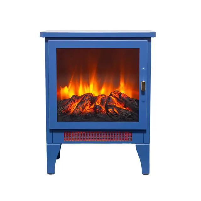 Alt view image 3 of 7 - 18 Inch Freestanding Electric Fireplace Stove Heater With 3D Flame Effect,Classic Blue