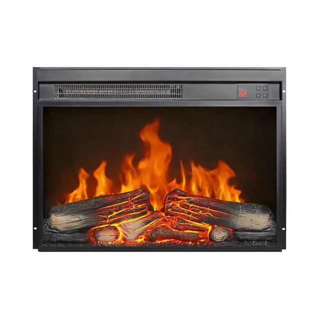 Alt view image 2 of 7 - 23 Inch Electric Fireplace Insert, Ultra Thin Heater With Log Set & Realistic Flame, Remote Control With Timer, Overheating Protection