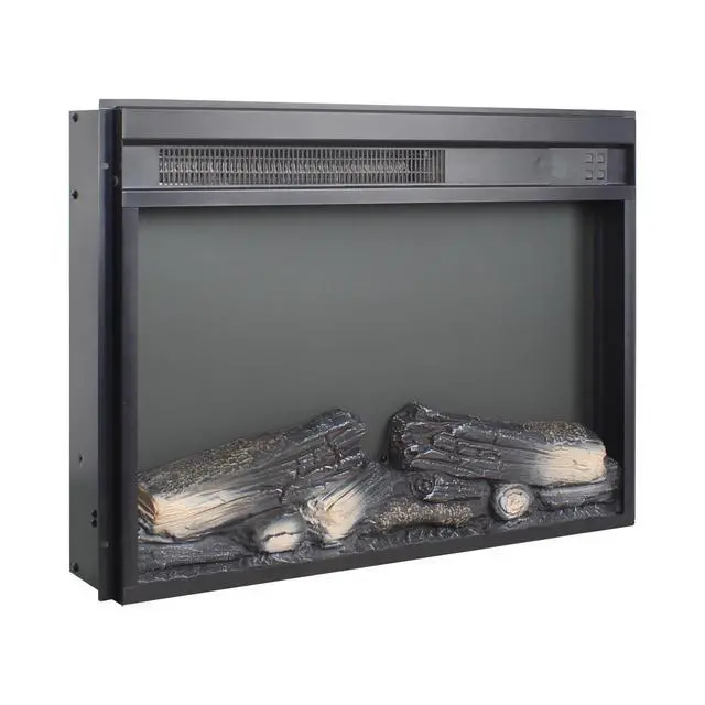 Alt view image 7 of 7 - 23 Inch Electric Fireplace Insert, Ultra Thin Heater With Log Set & Realistic Flame, Remote Control With Timer, Overheating Protection