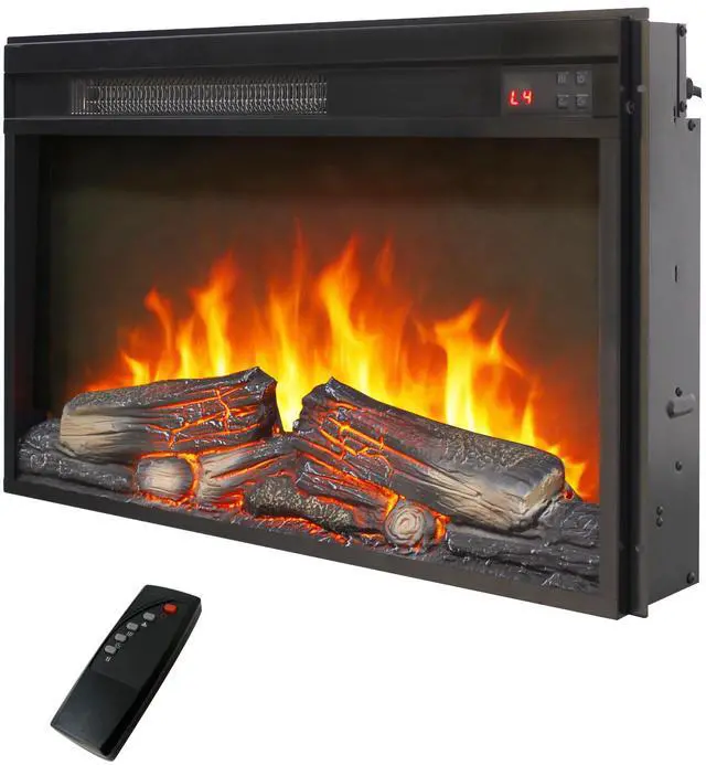 Main image of 26 Inch Electric Fireplace Insert, Ultra Thin Heater With Log Set & Realistic Flame, Remote Control With Timer, Overheating Protection