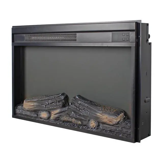 Alt view image 4 of 7 - 26 Inch Electric Fireplace Insert, Ultra Thin Heater With Log Set & Realistic Flame, Remote Control With Timer, Overheating Protection