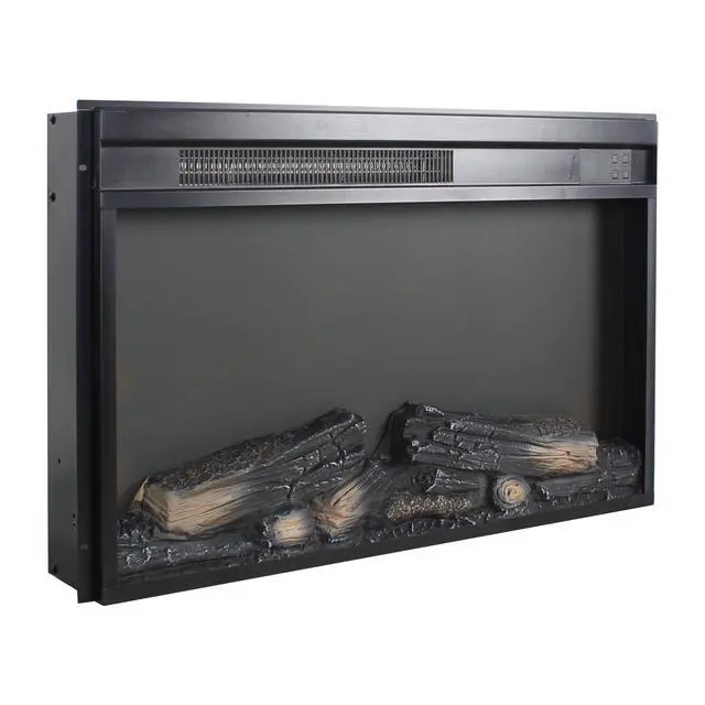 Alt view image 6 of 7 - 26 Inch Electric Fireplace Insert, Ultra Thin Heater With Log Set & Realistic Flame, Remote Control With Timer, Overheating Protection