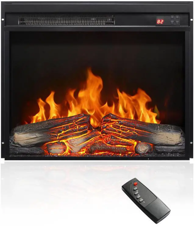 Main image of 23 Inch Electric Fireplace Insert, Ultra Thin Heater With Log Set & Realistic Flame, Remote Control With Timer, Overheating Protection