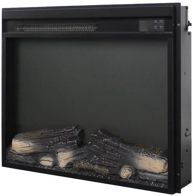 Alt view image 7 of 7 - 23 Inch Electric Fireplace Insert, Ultra Thin Heater With Log Set & Realistic Flame, Remote Control With Timer, Overheating Protection