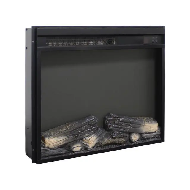Alt view image 6 of 7 - 23 Inch Electric Fireplace Insert, Ultra Thin Heater With Log Set & Realistic Flame, Remote Control With Timer, Overheating Protection