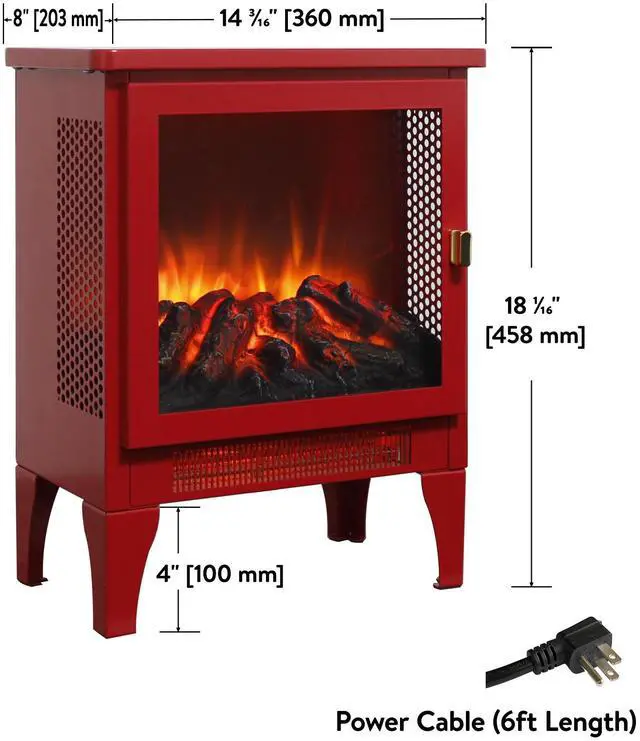Alt view image 2 of 7 - 18 Inch Freestanding Electric Fireplace Stove Heater With 3D Flame Effect,Classic Red