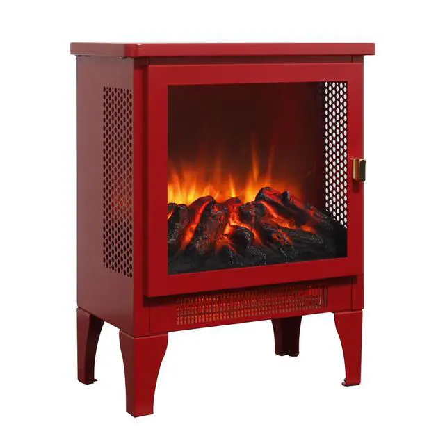 Alt view image 4 of 7 - 18 Inch Freestanding Electric Fireplace Stove Heater With 3D Flame Effect,Classic Red