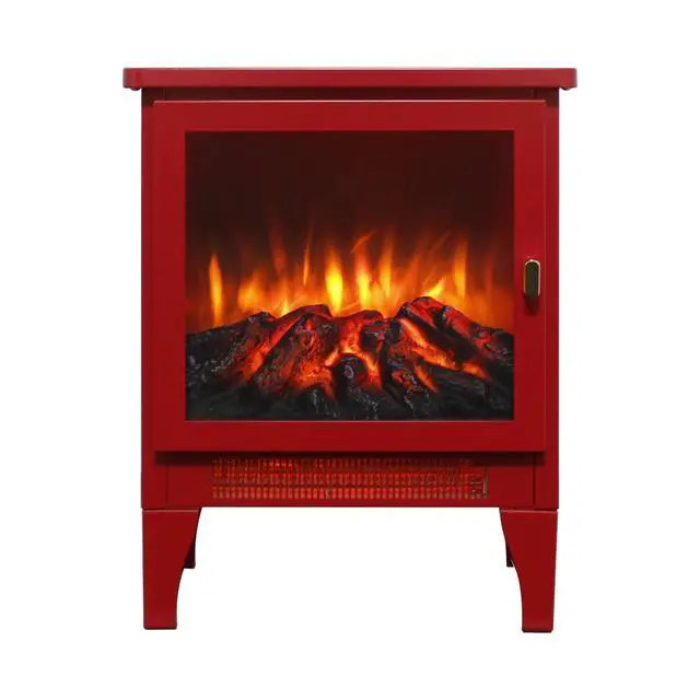 Alt view image 3 of 7 - 18 Inch Freestanding Electric Fireplace Stove Heater With 3D Flame Effect,Classic Red