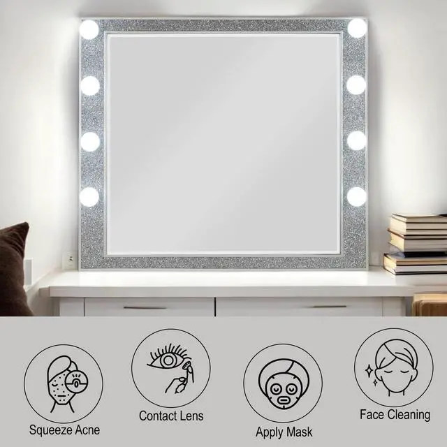 Alt view image 5 of 5 - Sliverfluff Mirrored & Champagne Finish Mirror W/Light