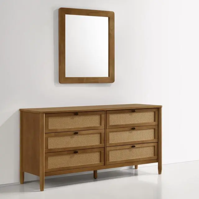 Alt view image 5 of 5 - Roundhill Furniture Vichy Wood Mirror