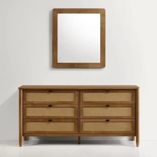 Alt view image 4 of 5 - Roundhill Furniture Vichy Wood Mirror