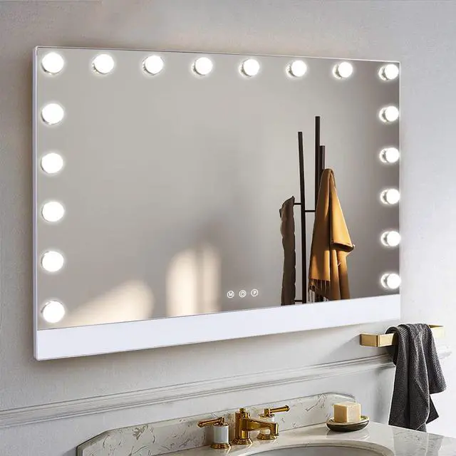 Alt view image 6 of 7 - 31.5"x22.8" Selfie Remote Control Vanity Mirror with Lights, 0.6" Ultrathin Large Hollywood Vanity Mirror 18 LED Bulbs Magnet Phone Holder Tabletop Makeup Mirror Wall Mount
