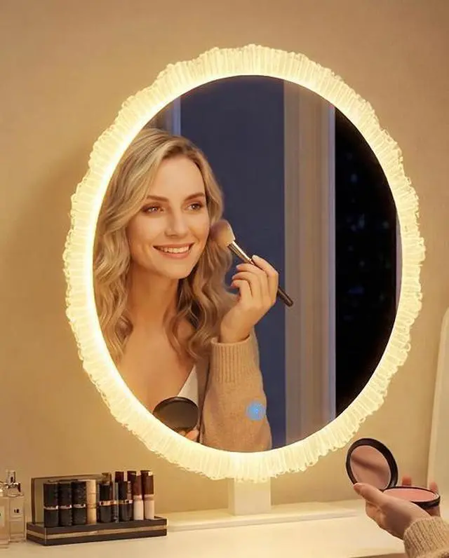 Main image of Crystal Edge LED Makeup Mirror with 3-Color Dimmable Lighting