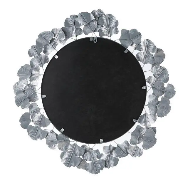Alt view image 4 of 7 - 30.5" Gingko Leaf Round Wall Mirror Silver