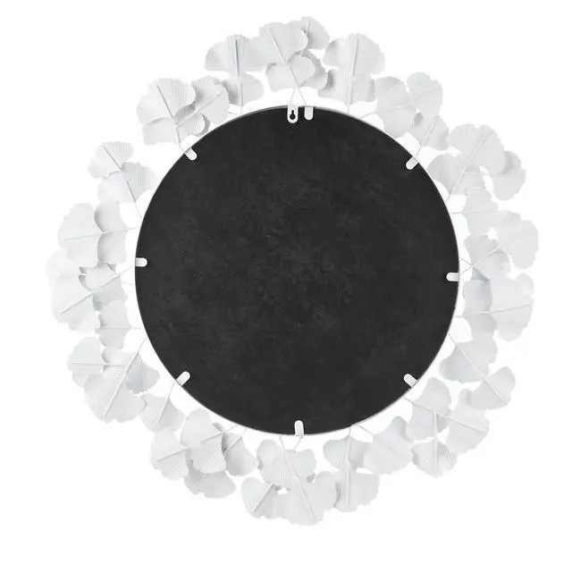 Alt view image 7 of 7 - 30.5" Gingko Leaf Round Wall Mirror White
