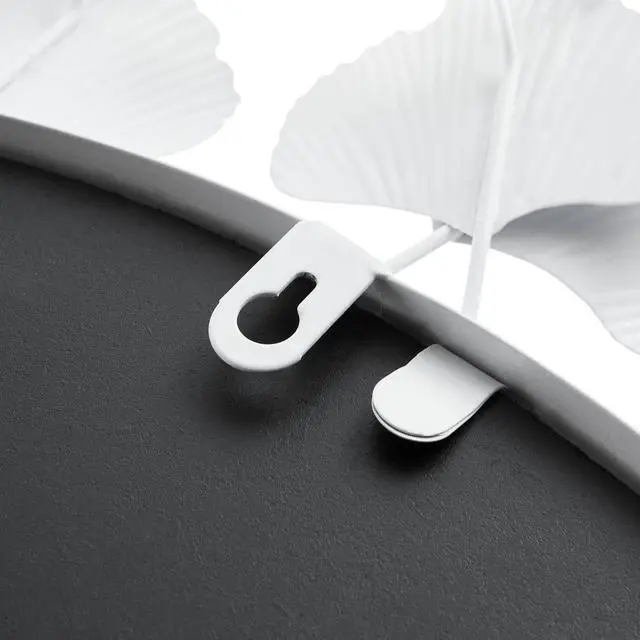 Alt view image 6 of 7 - 30.5" Gingko Leaf Round Wall Mirror White