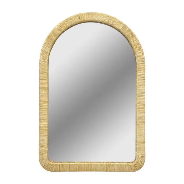 Alt view image 6 of 7 - 39.00x26.00x1.20" Natural Rattan Arched Wall Mirror