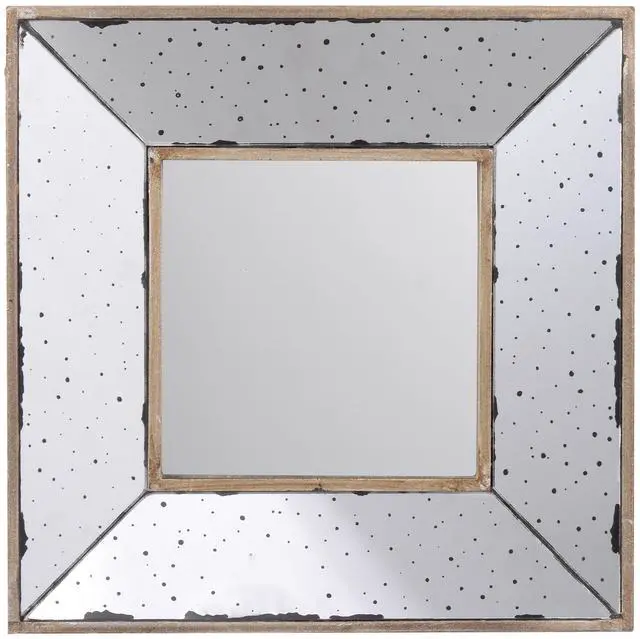Main image of Joe 12 Inch Square Wall Mirror, 3 Dimensional, Speckled Off White and Brown