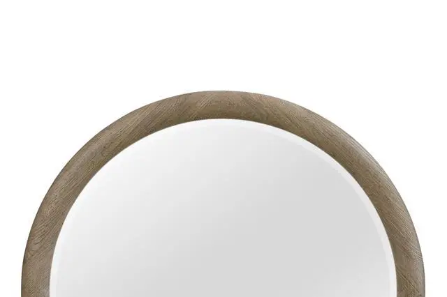 Alt view image 3 of 5 - English Knotty Oak Inspired Round Mirror