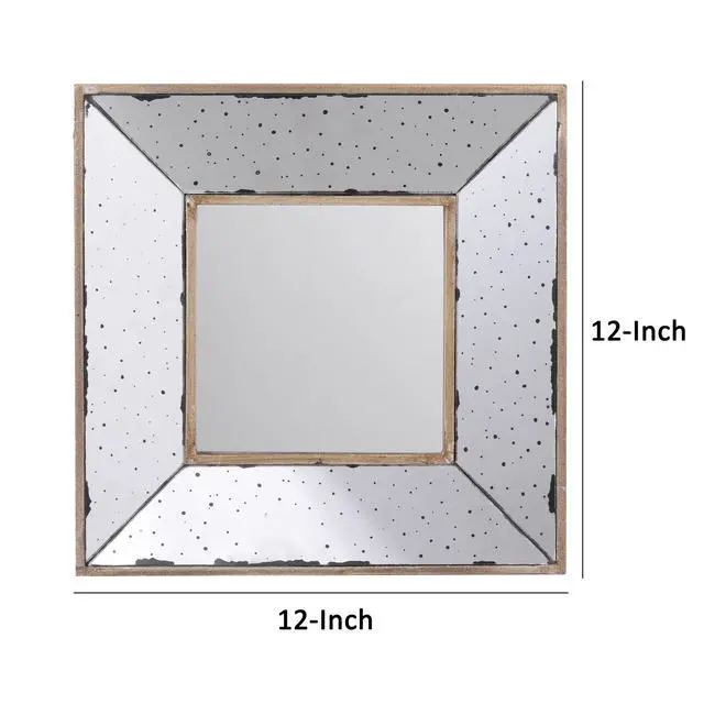 Alt view image 5 of 5 - Joe 12 Inch Square Wall Mirror, 3 Dimensional, Speckled Off White and Brown