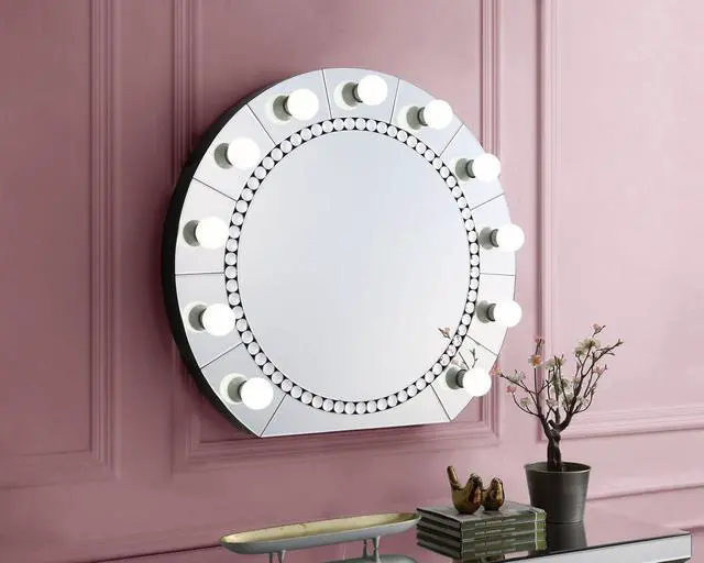 Main image of Farai Glam Mirrored & Faux Crystal Diamonds Wall Décor Mirror