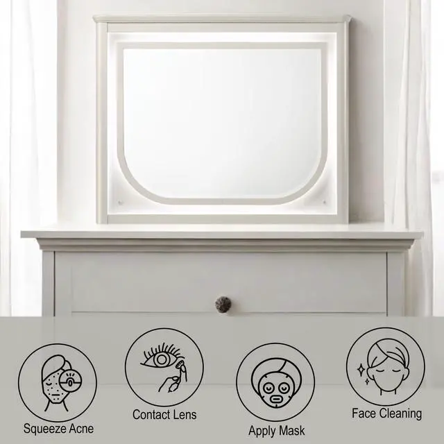 Alt view image 3 of 4 - Laveda Pearl White Finish Mirror w/LED