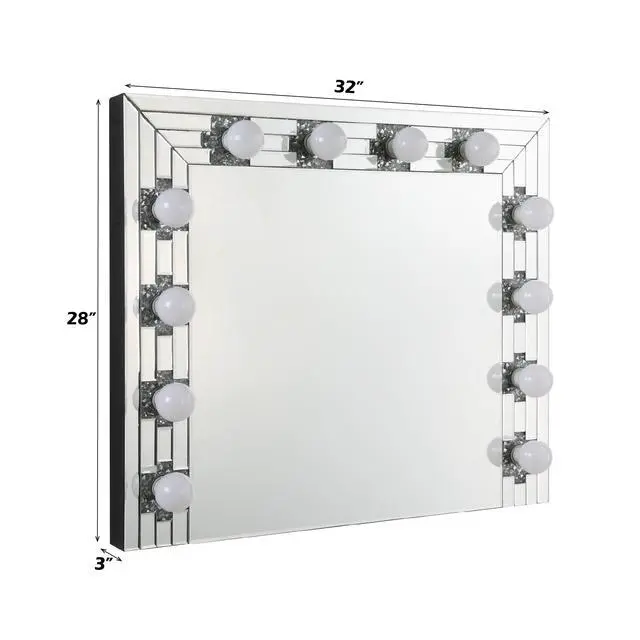 Alt view image 6 of 6 - Noralie Mirrored & Faux Diamonds Accent Mirror (Assembled)