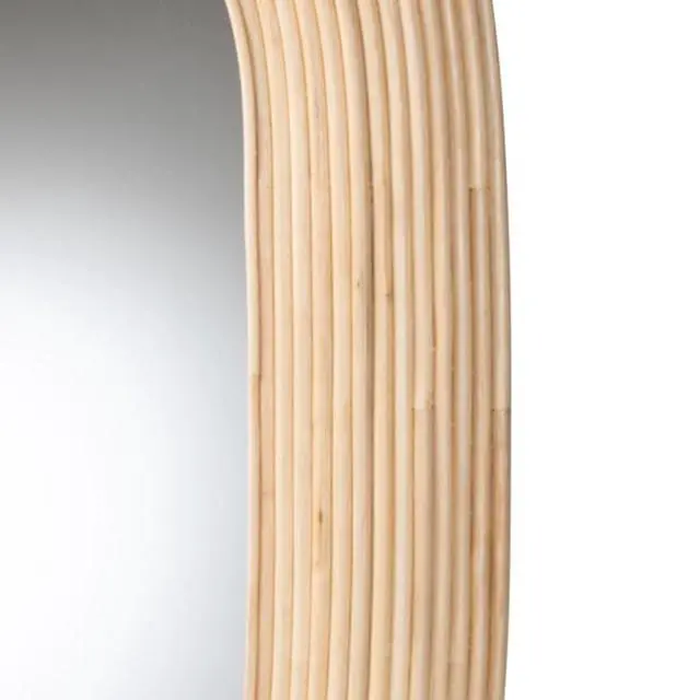 Alt view image 3 of 5 - Modern Bohemian Natural Brown Rattan Oval Accent Wall Mirror